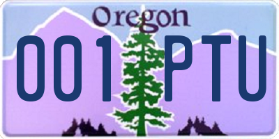 OR license plate 001PTU