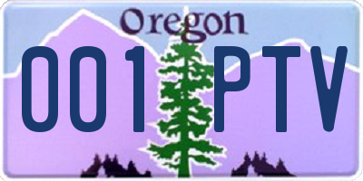 OR license plate 001PTV