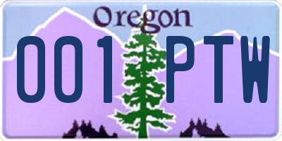 OR license plate 001PTW