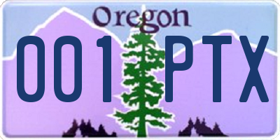 OR license plate 001PTX