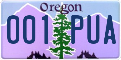 OR license plate 001PUA