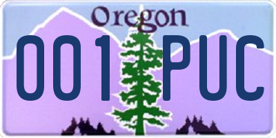 OR license plate 001PUC