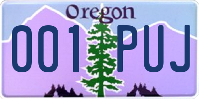 OR license plate 001PUJ