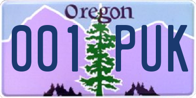 OR license plate 001PUK