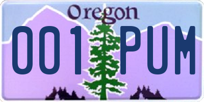 OR license plate 001PUM