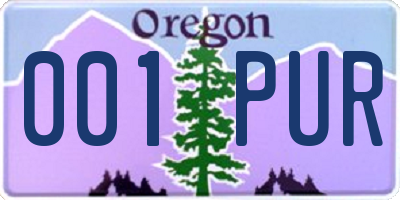 OR license plate 001PUR