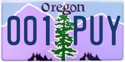 OR license plate 001PUY