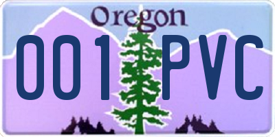 OR license plate 001PVC