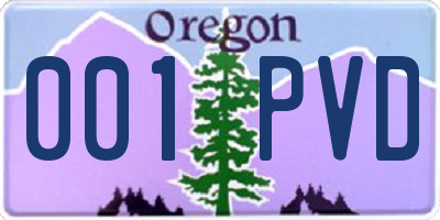 OR license plate 001PVD