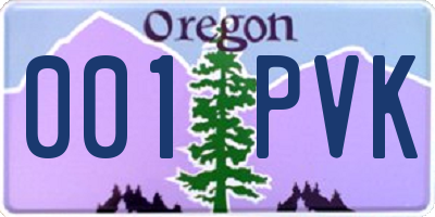 OR license plate 001PVK