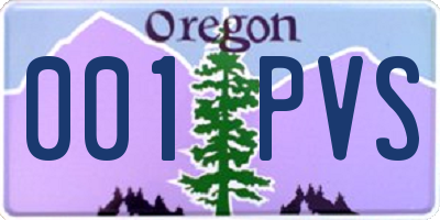 OR license plate 001PVS