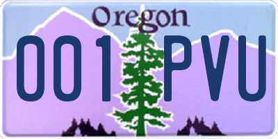 OR license plate 001PVU