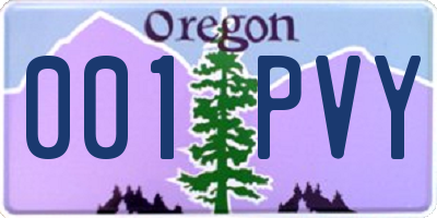 OR license plate 001PVY