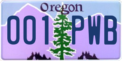 OR license plate 001PWB