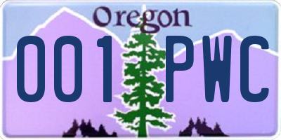 OR license plate 001PWC