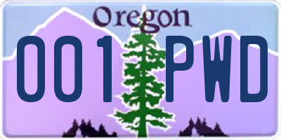 OR license plate 001PWD