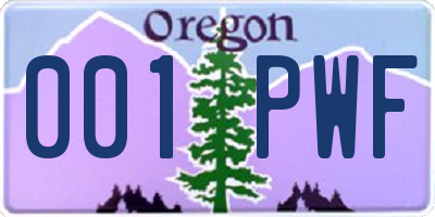 OR license plate 001PWF