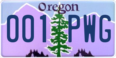 OR license plate 001PWG