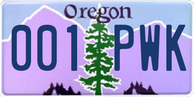 OR license plate 001PWK