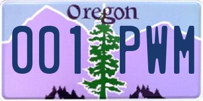 OR license plate 001PWM