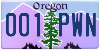 OR license plate 001PWN