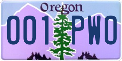 OR license plate 001PWO