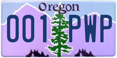 OR license plate 001PWP