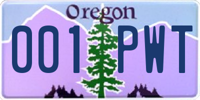 OR license plate 001PWT