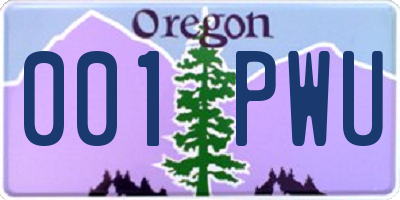 OR license plate 001PWU