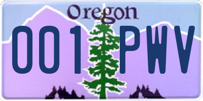 OR license plate 001PWV