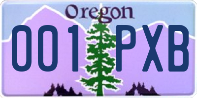 OR license plate 001PXB