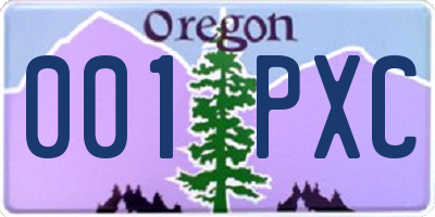 OR license plate 001PXC