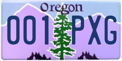 OR license plate 001PXG