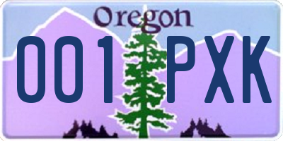 OR license plate 001PXK