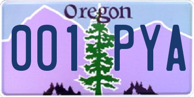 OR license plate 001PYA