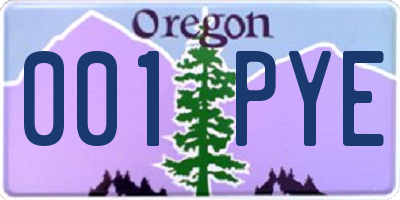 OR license plate 001PYE