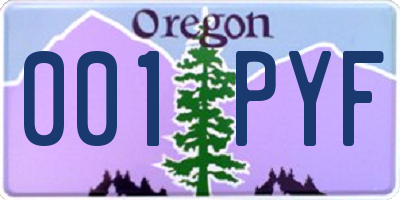 OR license plate 001PYF