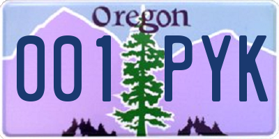 OR license plate 001PYK