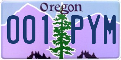 OR license plate 001PYM