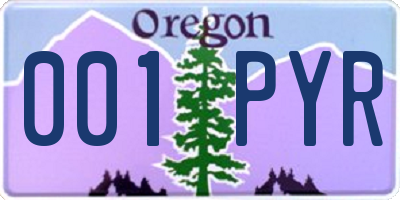 OR license plate 001PYR