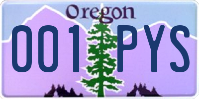 OR license plate 001PYS