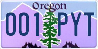 OR license plate 001PYT