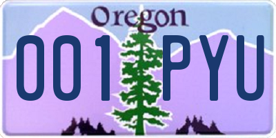 OR license plate 001PYU