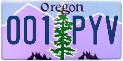 OR license plate 001PYV