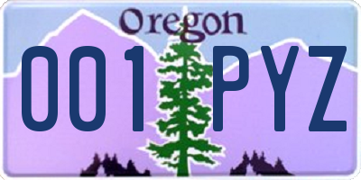 OR license plate 001PYZ