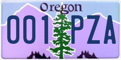 OR license plate 001PZA