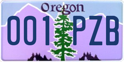 OR license plate 001PZB