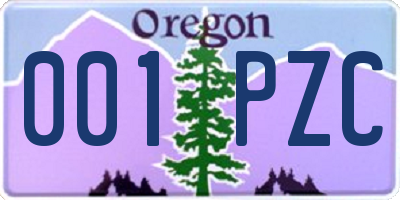 OR license plate 001PZC