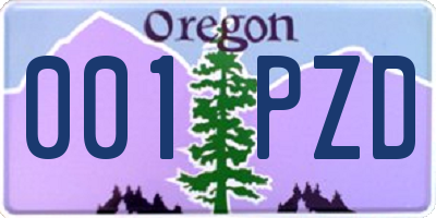 OR license plate 001PZD