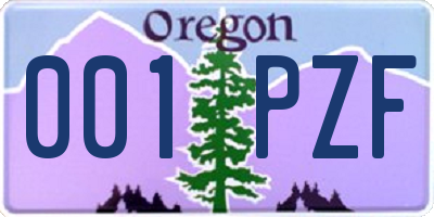 OR license plate 001PZF